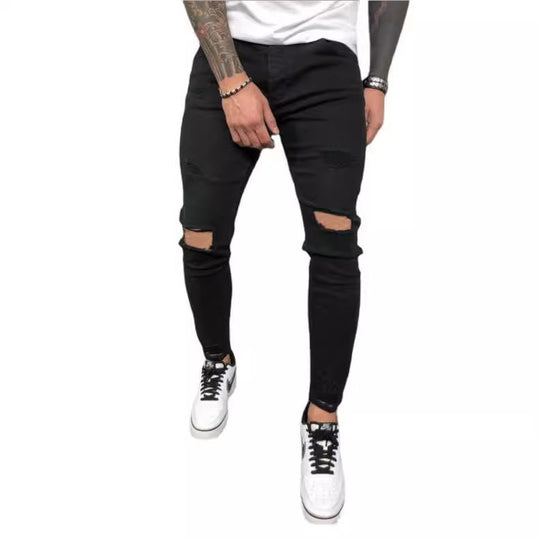 Herren Slim Fit Jeans mit modischen Rissen EB