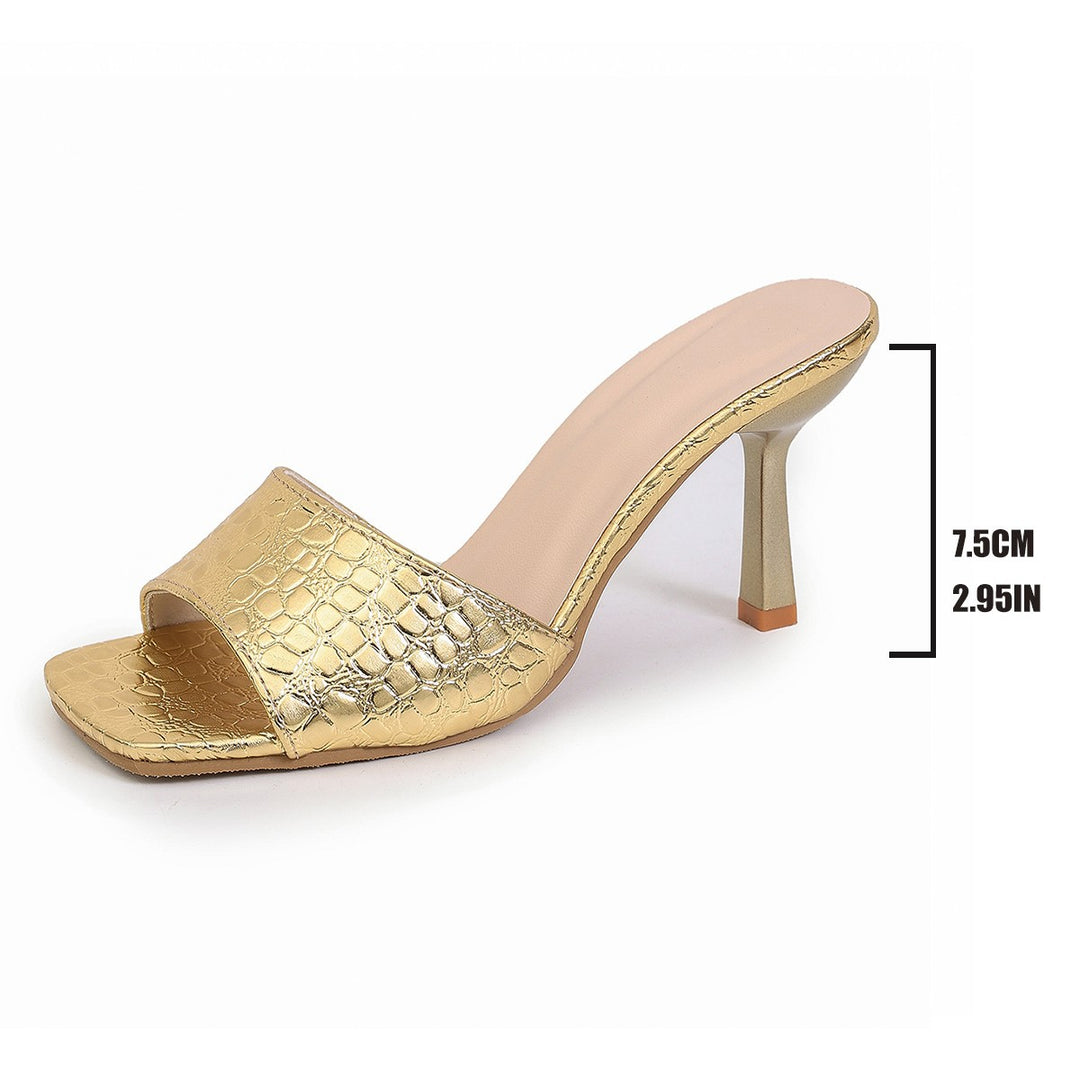 Damen elegantes Sandalen-Pantoletten mit schickem Krokodilprägung EB