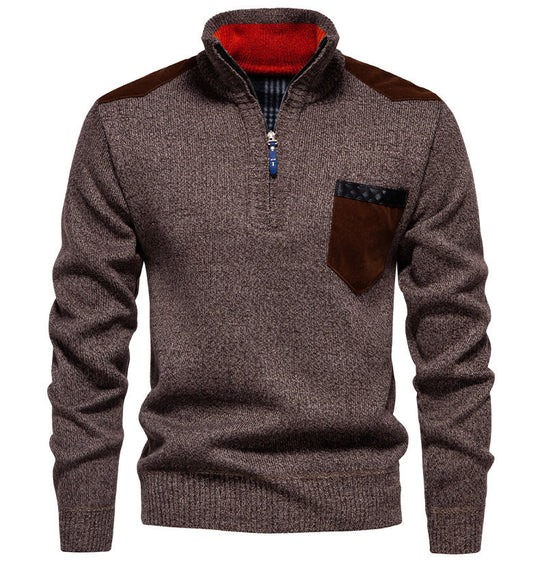 Herren Pullover mit halbhohem Kragen und modischen Akzenten EB