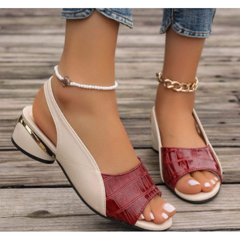 Damen Slingback Sandalen mit modischem Blockabsatz und atmungsaktivem Obermaterial EB