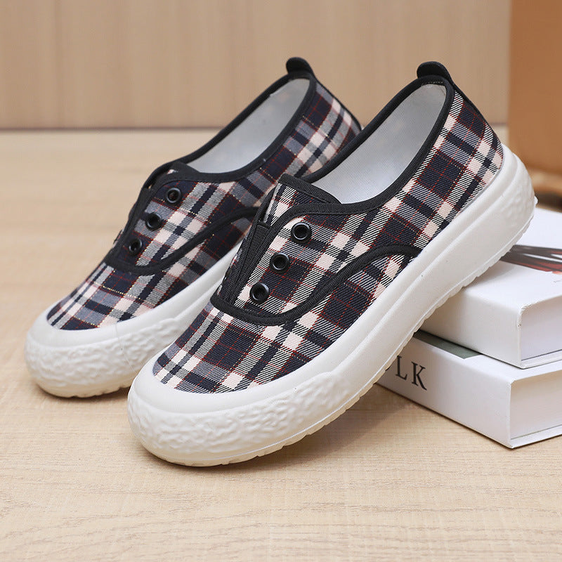 Damen Sportliche Slip-On Sneakers mit klassischem Karomuster EB