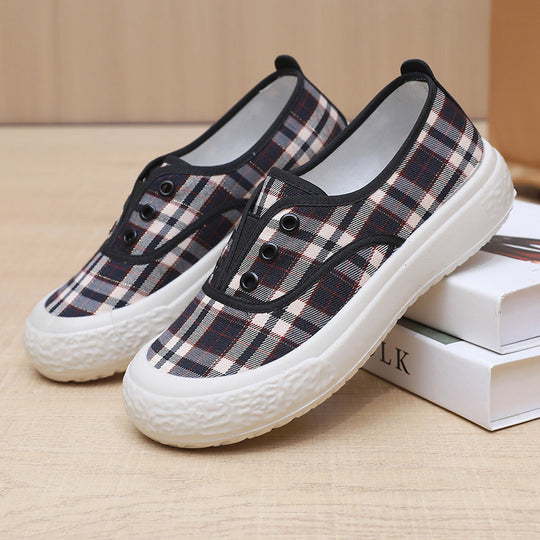 Damen Sportliche Slip-On Sneakers mit klassischem Karomuster EB