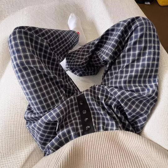 Damen Karottenhose aus weichem Material mit modischem Karo-Design EB