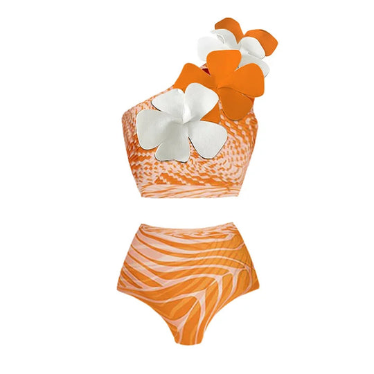 Damen Bikiniset mit asymmetrischem Oberteil und fließendem Maxirock EB