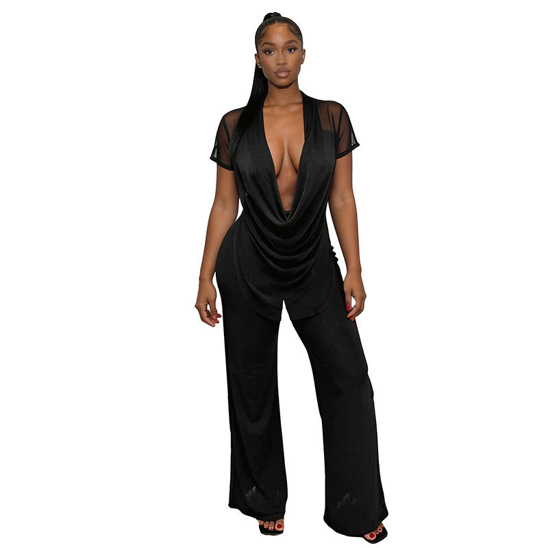 Damen Elegantes Oversized-Outfit aus fließendem Material EB