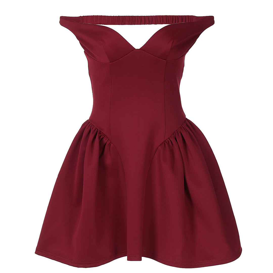 Damen Kleid mit verführerischem V-Ausschnitt und schwingendem Rock EB