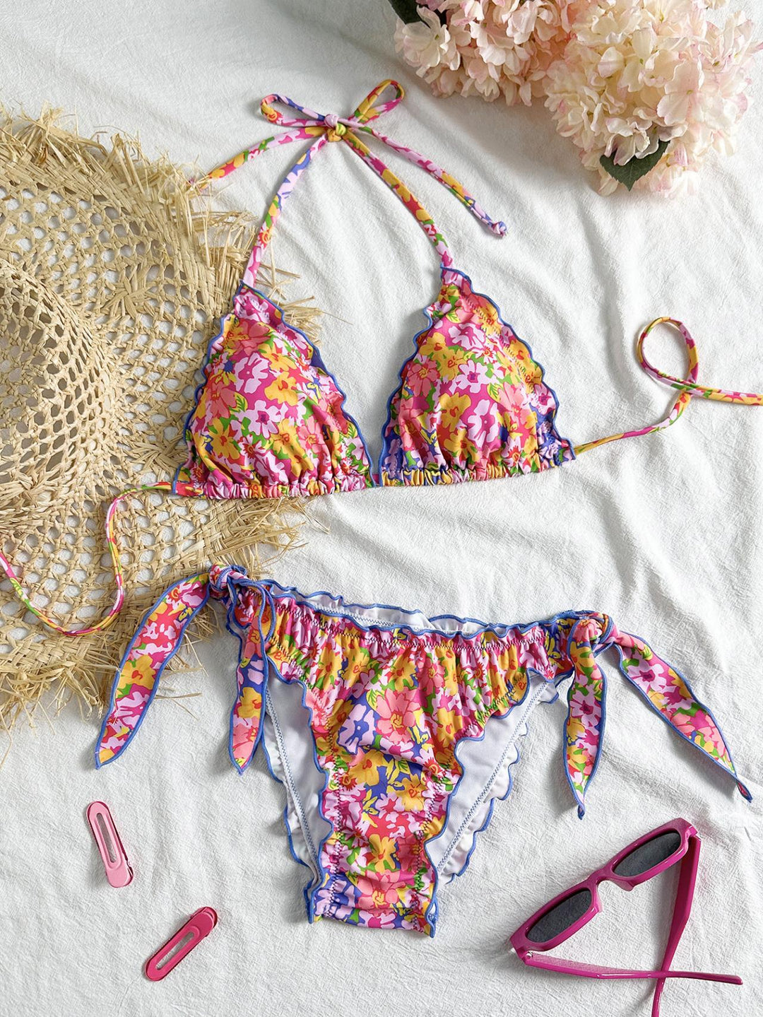 Damen floral gemusterter Triangel-Bikini EB