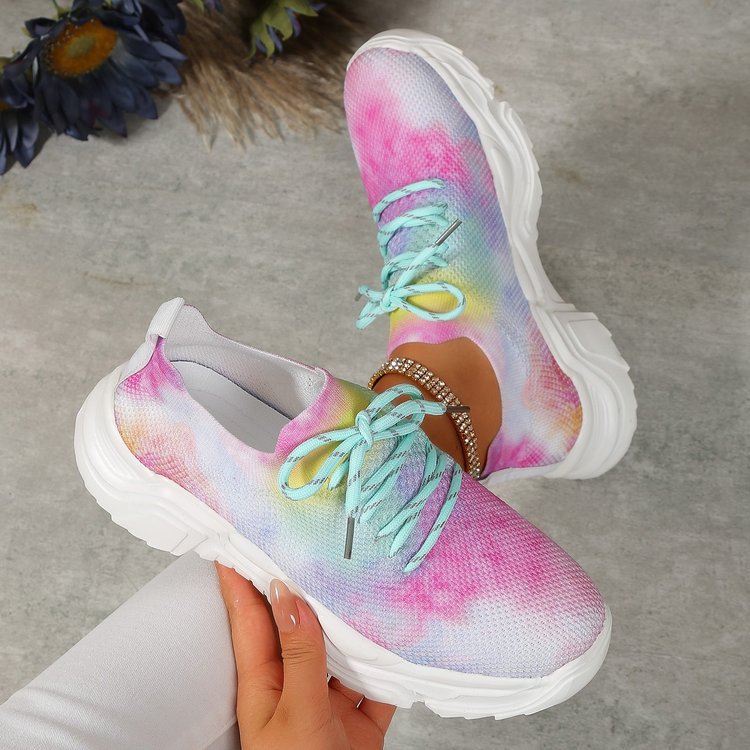 Damen Sportliche Sneaker mit floralem Muster und atmungsaktivem Obermaterial EB