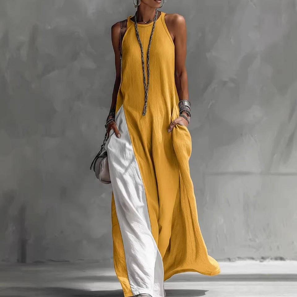 Damen Lässiges Maxikleid mit asymmetrischem Schnitt und tiefem Rückenausschnitt EB