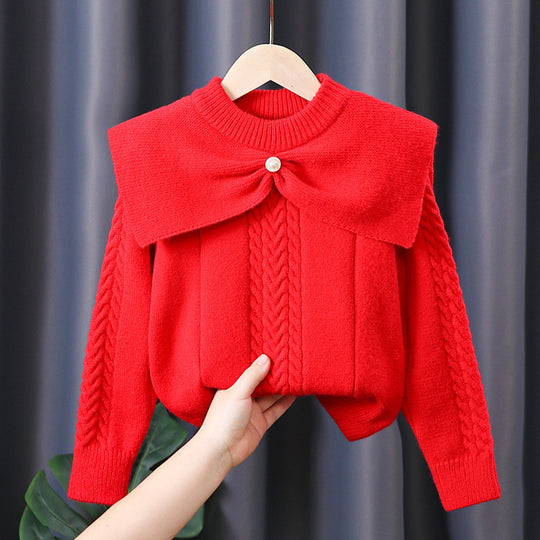 Damen Pullover mit trendigem Kragen und Zopfmuster EB