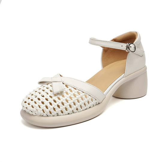 Damen Ballerinas mit modischem Riemen und komfortablem Blockabsatz EB