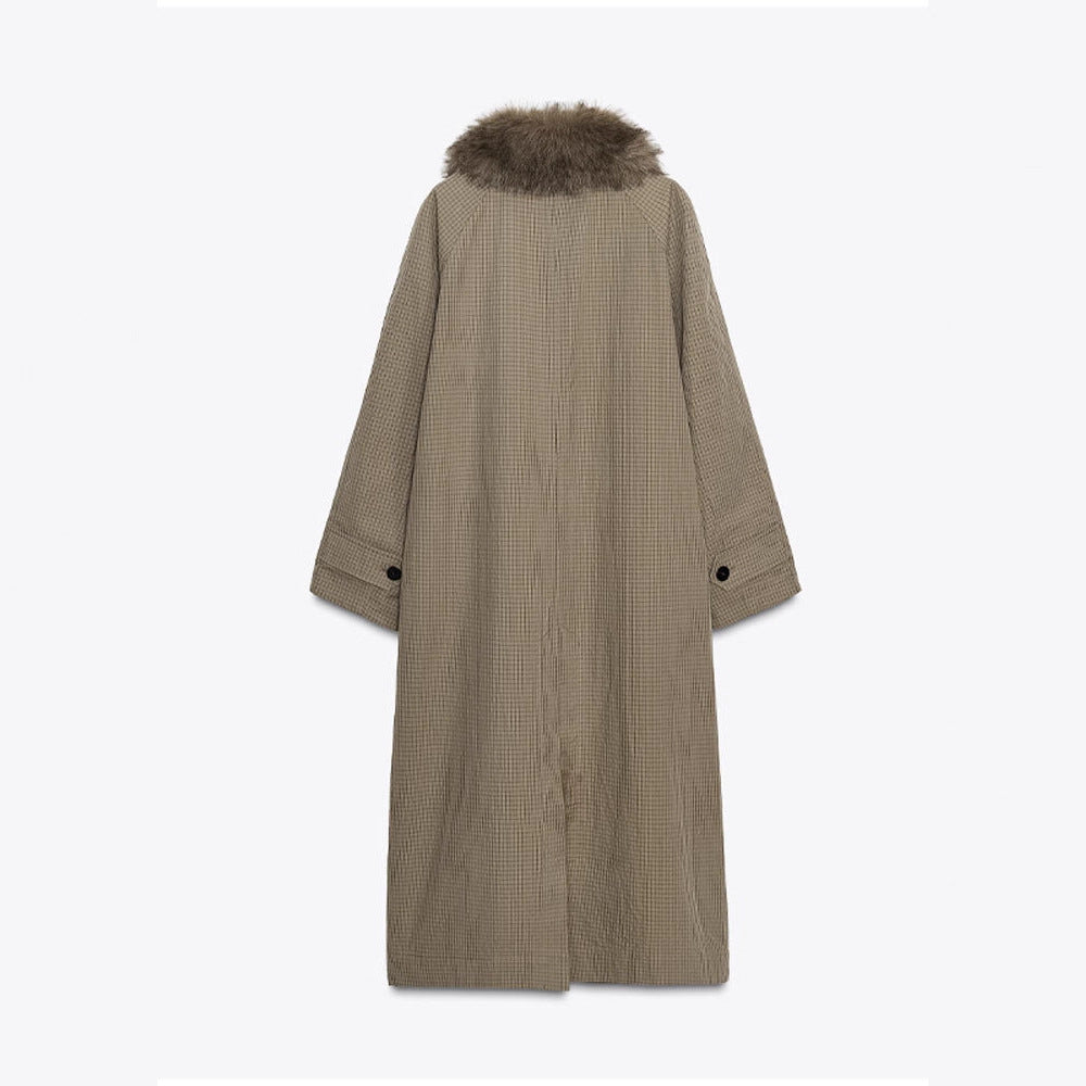 Damen Modische Manteljacke mit elegantem Kragen und Knopfverschluss EB