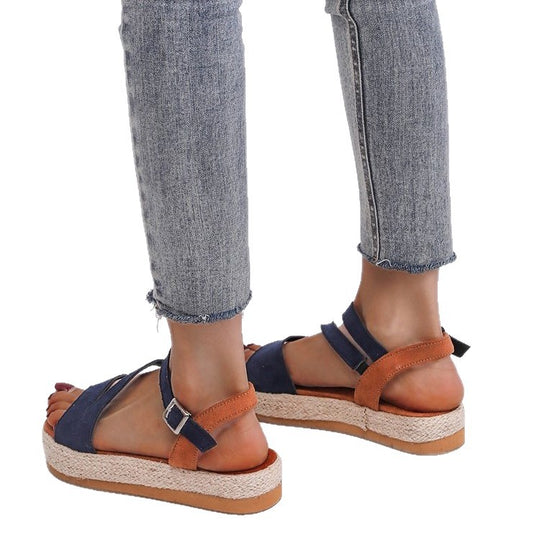 Damen Plateau-Sandalen mit offener Zehenpartie und modischem Riemendesign EB