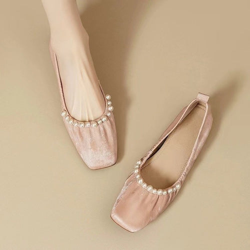 Damen elegante Ballerinas mit perlverziertem Design und komfortablem Fußbett EB