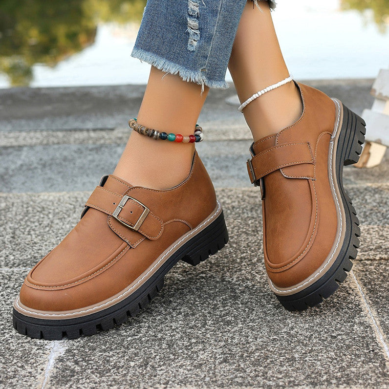 Damen Modische Mokassins mit bequemer Sohle und schnallenverziertem Design EB