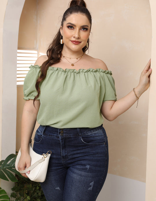 Damen Off-Shoulder Oberteil mit Volant EB