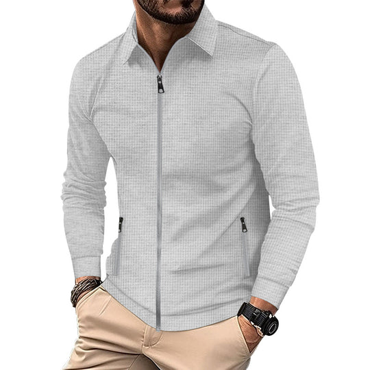 Herren modische Freizeitjacke mit strukturiertem Design und seitlichem Reißverschluss EB