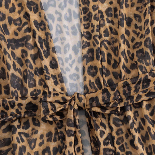 Damen luftiger Strandüberwurf mit trendy Leopardenprint EB
