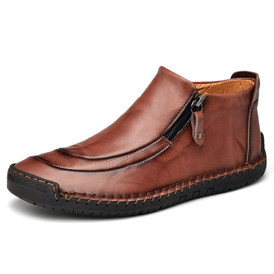 Damen Elegante und bequeme Lederschuhe mit Reißverschluss EB