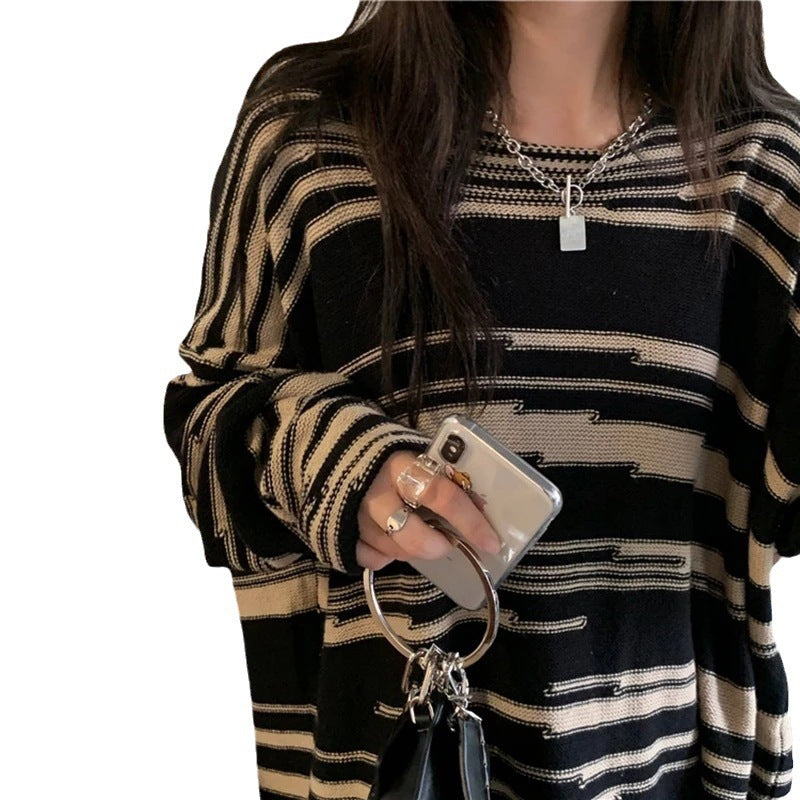Damen Strickpullover mit elegantem Streifenmuster und lässigem Schnitt EB