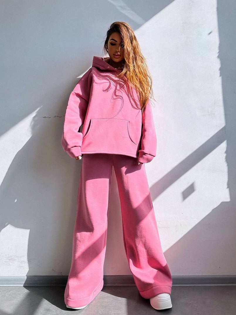 Damen Oversized Hoodie‑Set mit weiter Palazzo‑Loungehose aus schwerer Baumwollmischung EB