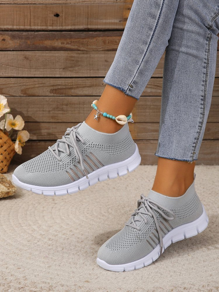 Damen  leichtes gestricktes Sneaker Slipper mit sockenähnlichem Schaft und flexibler Laufsohle EB