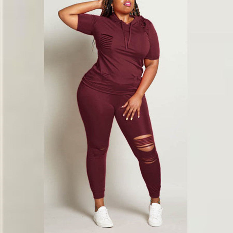 Damen Sportliches Jogginganzug-Set mit cropped Oberteil und hoch taillierten Hosen EB
