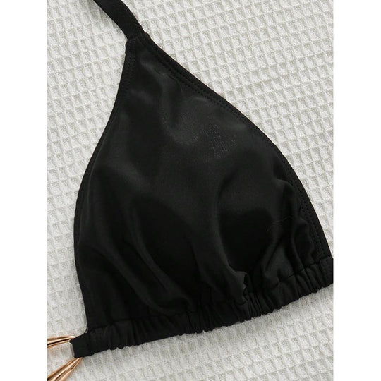 Damen Triangel-Bikinioberteil mit verstellbaren Trägern und elegantem Goldverschluss EB