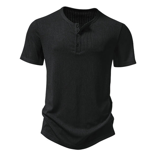 Herren Kurzarm-Henley-Shirt mit strukturiertem Design EB