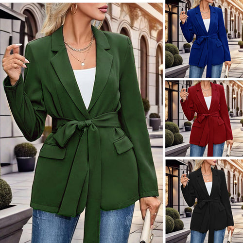 Damen eleganter Blazer mit tailliertem Schnitt und Gürtel EB