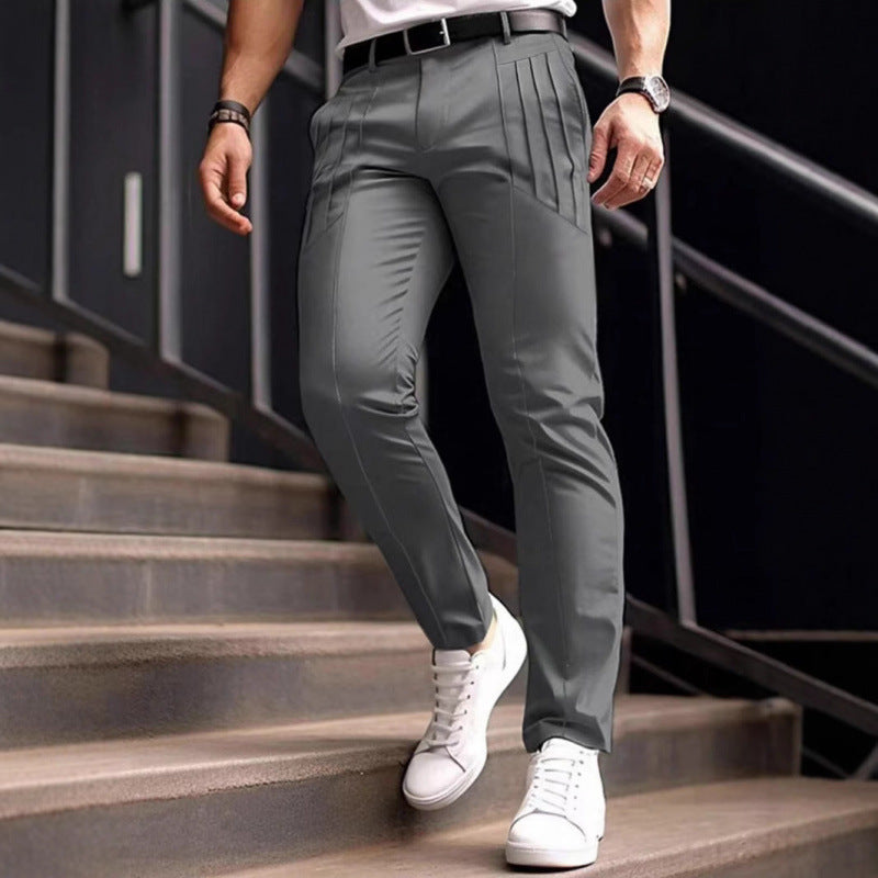 Herren stylische Slim-Fit Anzughose mit plissiertem Design EB