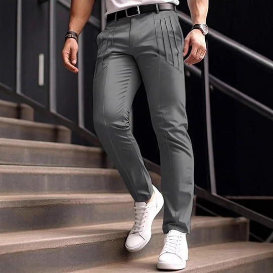 Herren stylische Slim-Fit Anzughose mit plissiertem Design EB