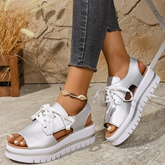 Damen sportliche Plateau-Sandalen mit atmungsaktivem Obermaterial und modischem Design EB
