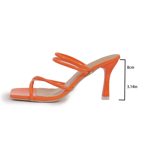 Damen nan elegante Schlüpf-Mule mit schmalen Lackriemchen, quadratischer Zehenpartie und hohem Stilettoabsatz EB