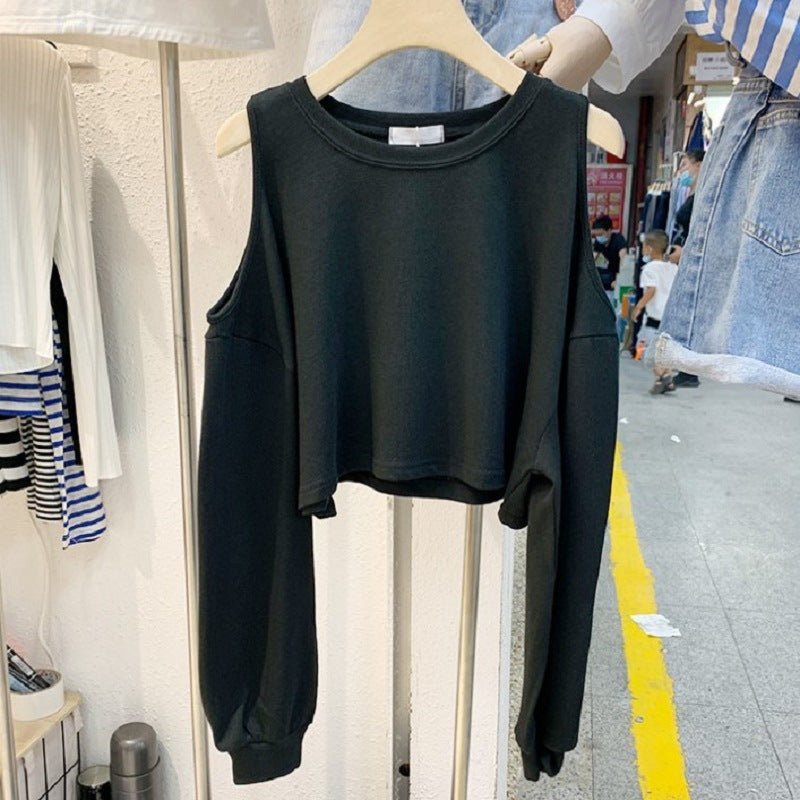 Damen lässiges Crop-Top mit langen Ärmeln EB