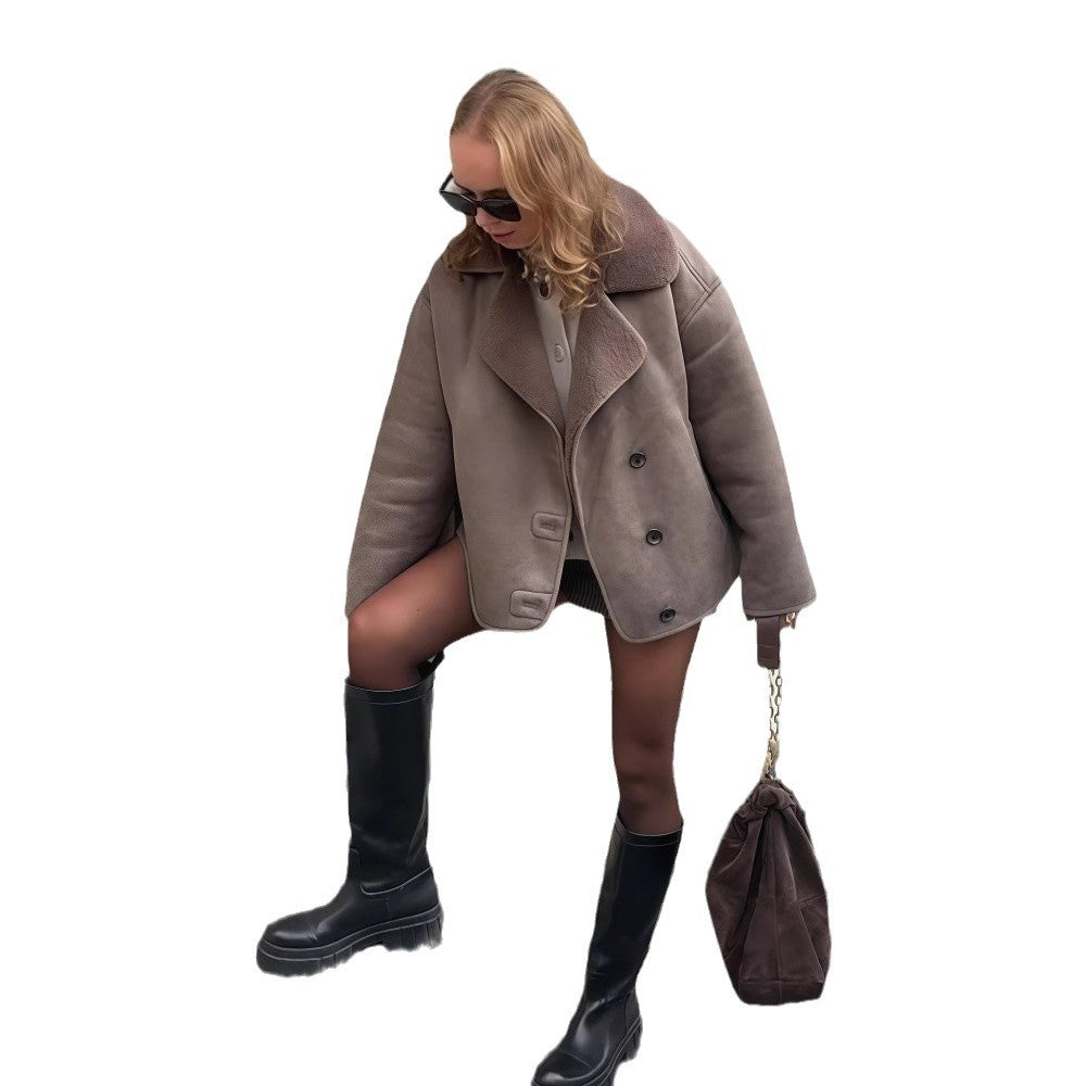 Damen Oversized Kunstlederjacke mit Schalengeschnitt EB