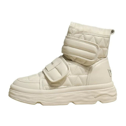 Damen Gefütterte Winterstiefel mit verstellbarem Klettverschluss und stylischem Design EB