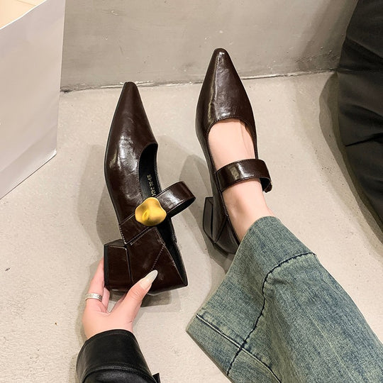 Damen Elegante Slipper mit dekorativem Riemchen und modischem Absatz EB