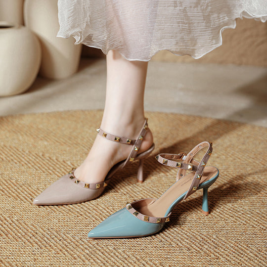 Damen stilvolle Slingback-Pumps mit dekorativen Nieten EB