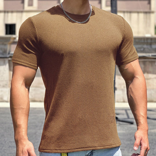 Herren strukturiertes T-Shirt in schlanker Passform mit Rundhalsausschnitt EB