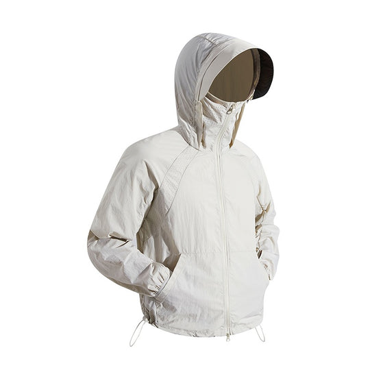 Unisex nan leichte wind- und wasserabweisende Kapuzenjacke mit verstellbarem Saum und Packsack EB