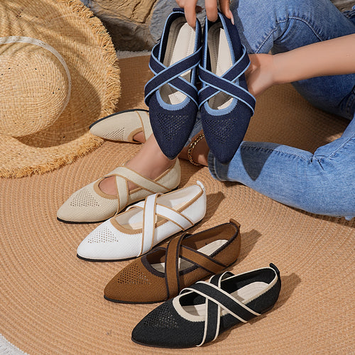 Damen Spitzenschuhe mit gekreuztem Riemendesign und atmungsaktivem Obermaterial EB