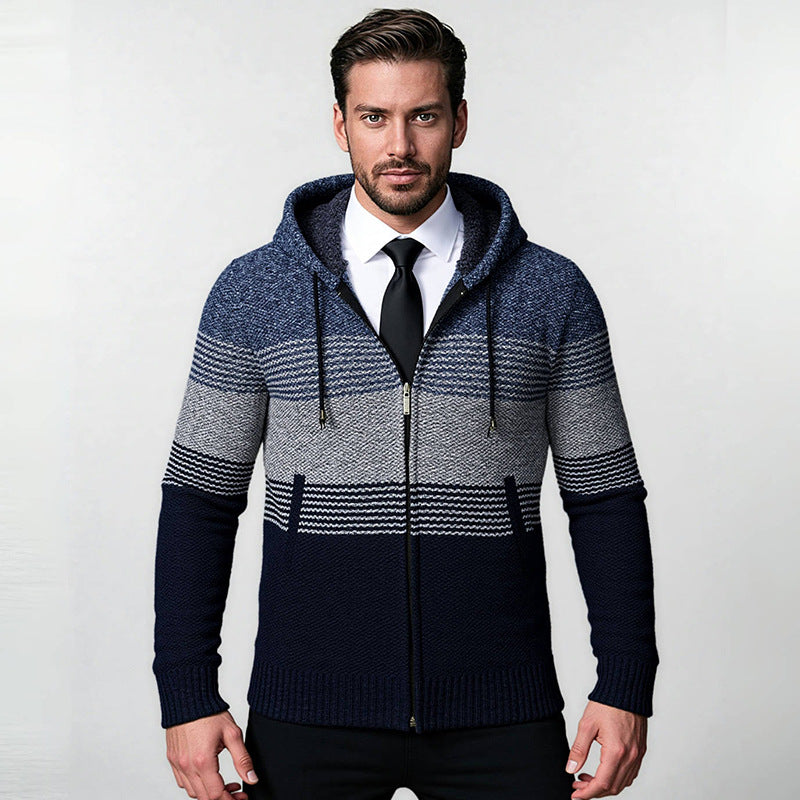 Herren modische Hoodie-Jacke mit strukturiertem Design und praktischen Taschen EB