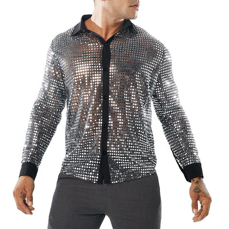 Herren Glänzendes Partshirt mit Strassmotiven EB