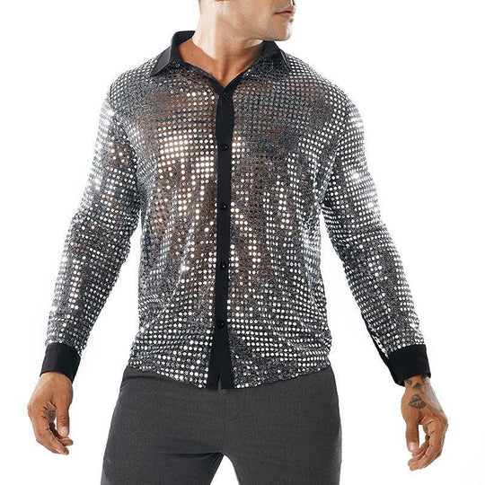 Herren Glänzendes Partshirt mit Strassmotiven EB