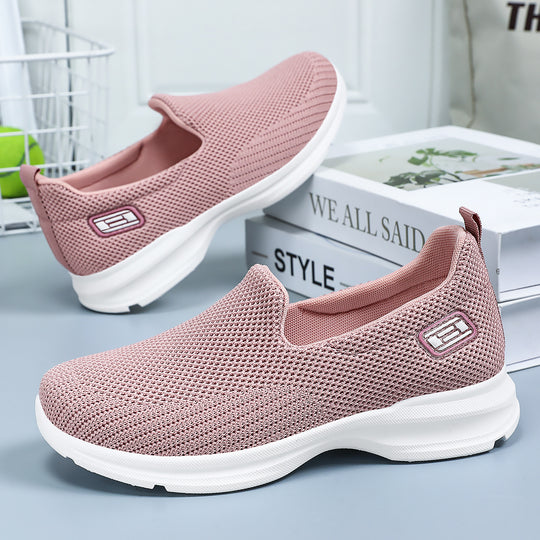 Damen Nahtlose Slip-On Freizeitschuhe mit atmungsaktiver Mesh-Oberfläche EB