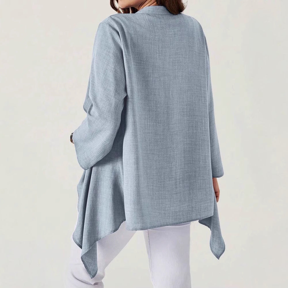 Damen lässige lange Jacke mit asymmetrischem Schnitt EB