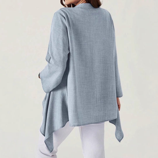 Damen lässige lange Jacke mit asymmetrischem Schnitt EB
