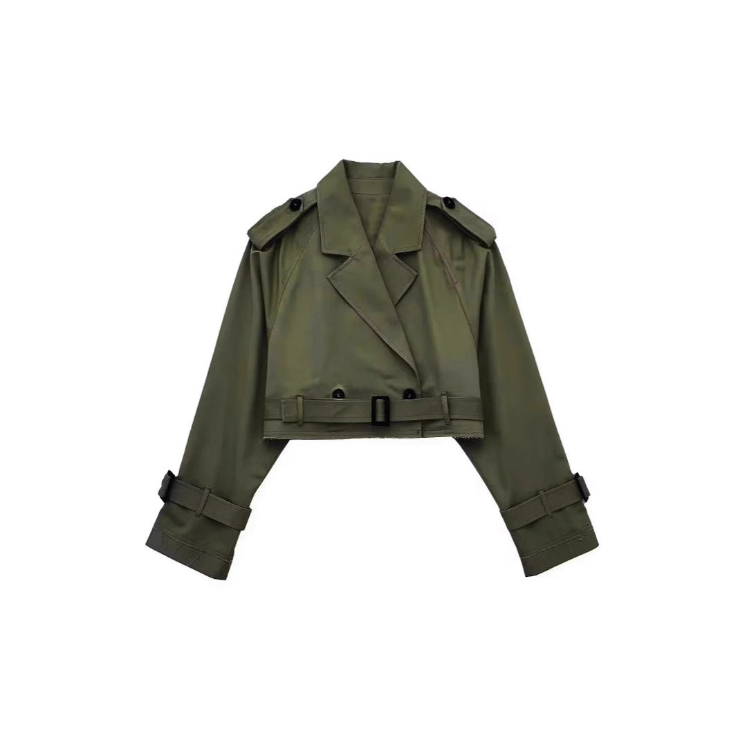 Damen moderne cropped Trenchjacke EB