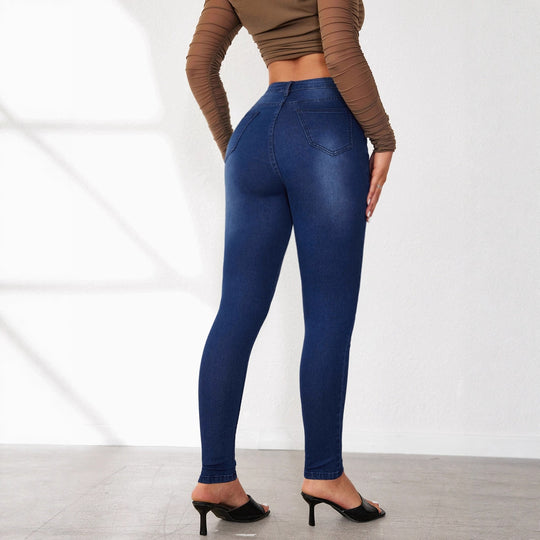 Damen Hochtaillierte Skinny Jeans mit moderner Waschung und raffinierten Details EB